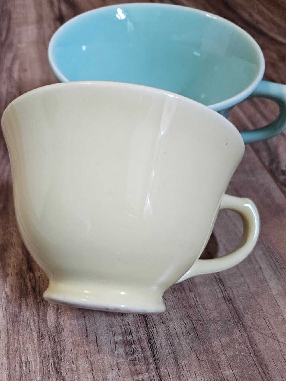 Vintage LuRay/Taylor, Smith & Taylor Set of 2 Teacups, Yellow/Green